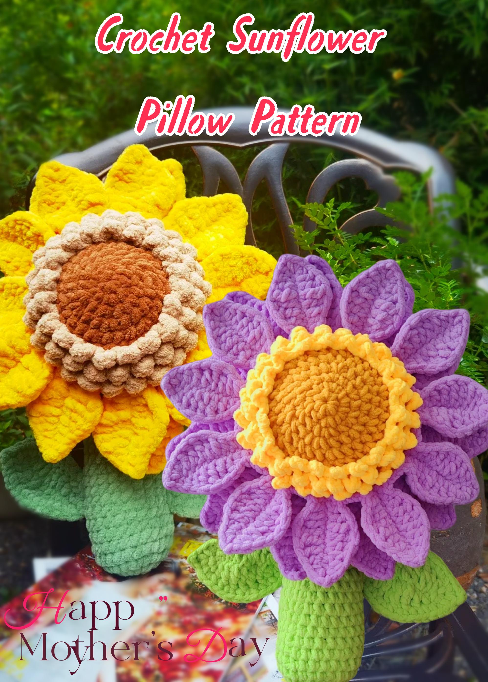 28 Large Sunflower Crochet Patterns: Brighten Your Home with DIY Decor 23 Sunflower Crochet Pillow
