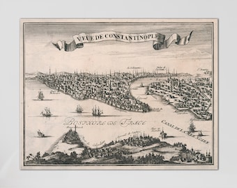 Vintage Istanbul Map Print: 1696 Constantinopolis, Antique Wall Art