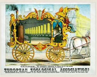 Vintage Circus Poster: 1874 Chromolithograph Calliope Art Print