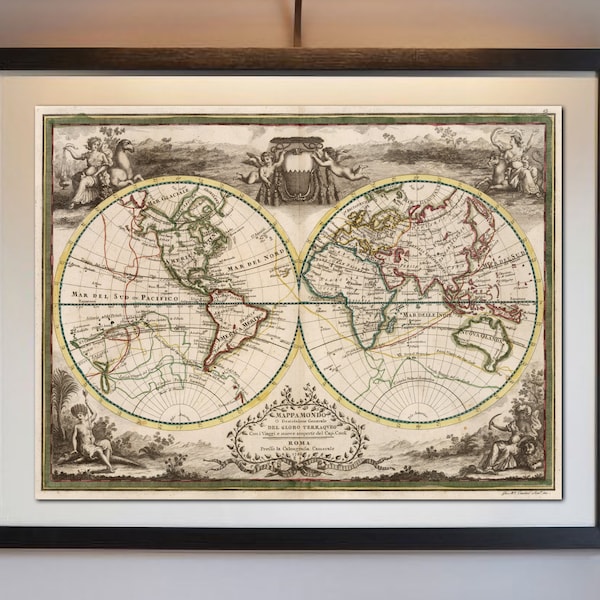 Vintage World Map - Etsy