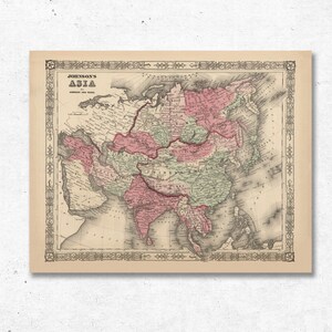 1864 Vintage Asien Karte - Alte Landkarte Druck - Asiatische Wand Dekor Karte Kunst - Antike Home Dekor - Landkarte Reproduktion - Asien Karte Poster Kunst