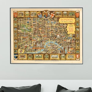1951 Vintage London Karte Poster - The Bastion ol Liberty Map - Bildliche Karte Druck - Wand Dekor Karte Kunst - Landkarte Reproduktion - Alte London Karte