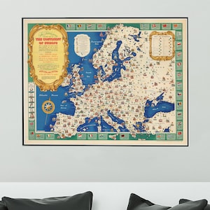 1945 Europa Landkarte - Die nationalen Ersparnisse Europas - Europa Karte Poster Print - Vintage Karte Wandkunst - Antik Home Dekor Wandkarte