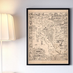 1928 Vintage San Diego Karte - Stadt San Diego Poster Karte Druck - Handgemachte illustrierte bildliche Karte - Karte Reproduktion Poster Wandkunst