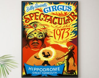 1973 Billy Russel's Circus Print: Vintage Carnaval Decor