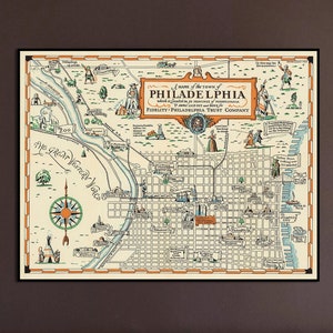1940 Mapa de Filadelfia - Impresión de carteles de Filadelfia - Arte de la pared de Filadelfia - Cartel del mapa de Pensilvania - Arte de la pared del mapa vintage - Impresiones de mapas antiguos