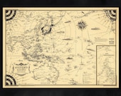 1944 WW2 Map - Victory in Pacific - US British Navy Poster - World War 2 Map Print - Vintage WWii Prints - Pacific War Map - WW2 East Asia