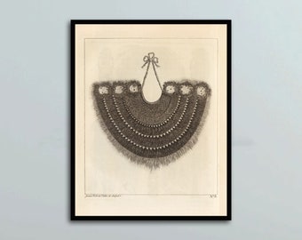 1773 Military Gorget Print: Tahitian Warrior Necklace Sketch Art