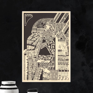 1977 Boston Karte Poster - Art Deco Poster Print - Vintage Boston Viertel Bildliche Karte - Wand Dekor Kunst - Boston Stadtplan Poster