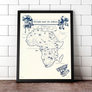 1964 Africa Map - Picture Map of Africa - Africa Poster Print - Africa Wall Art - Vintage Map Prints - Continent Map - Wall Decor Print Art