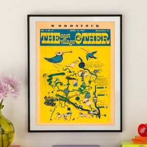 1969 Woodstock Poster - Woodstock Concert Map Print - Surrealist Art Print - Vintage Woodstock Festival Wall Art - Retro Music Poster Print
