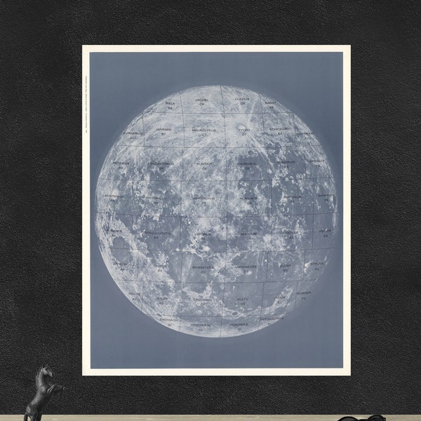 1960 Chart of The Moon Poster - Photographic Lunar Atlas - Vintage Celestial Poster Map Print - Vintage Map Wall Decor Art -Map Reproduction