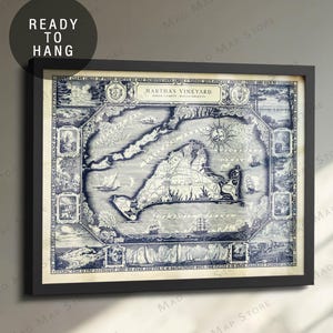 Vintage Martha's Vineyard Map Print: 1954 Blueline Dukes County Art