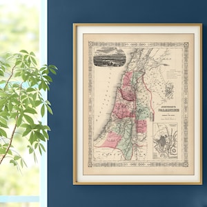 1864 Palästina Karte - Vintage Palästina Jerusalem Karte Druck - Wand Dekor Karte Kunst - Palästina Karte Poster - Antik Home Dekor*Landkarte Reproduktion