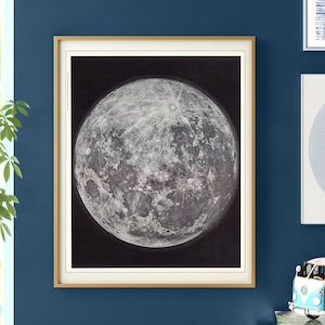 1960 Fotografie des Mondes - Vintage Mond Print - Mond Poster - Vollmond Wandkunst - Celestial Art Decor - Giclée Print - Fotografie Druck