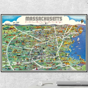 1984 Massachusetts Karte Druck - Massachusetts Poster - Vintage Massachusetts Poster - Alte Karte Wandkunst Druck - Wand Dekor Karte Poster