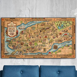 1932 Manhattan Puzzle Karte - Vintage Manhattan Print - Puzzle Print - New York Karte - NYC Poster Print - Wand dekor Print Kunst - Pictorial Map