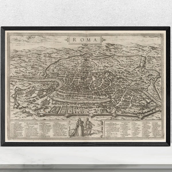 1575 Vintage Rome Map - Old Map Print - Wall Decor Map Art - Antique Home Decor - Map Reproduction - Rome Map Poster