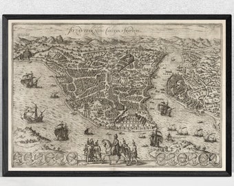 Vintage Byzantium Map Print: Istanbul Constantinopolis Reproduction