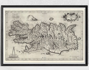 Vintage Iceland Map Print: Antique Islandia Wall Art