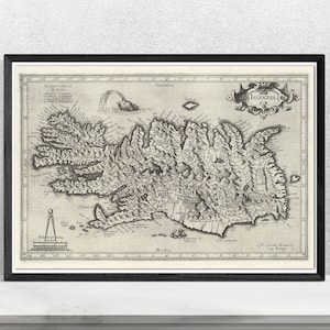 1607 Vintage Island Karte - alte Island Karte Print - Wand-Dekor-Karten-Kunst - antikes Wohndekor - Karte Reproduktion - Island Karte Poster