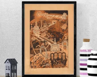 1932 Heaven Map Art Nouveau Poster: Religious Timeline Print