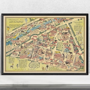 1947 Vintage Zoological Society Map - Regent Park London Karte - Tiere London Poster - Poster Print Art - Wand Dekor Map Art - Map Poster