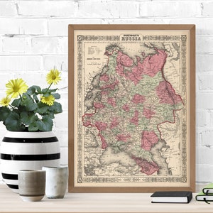 1864 Vintage Russia Map - Old Map Print - Russia Map Poster Print - Vintage Wall Decor Map  Art - Antique Home Decor - Map Reproduction