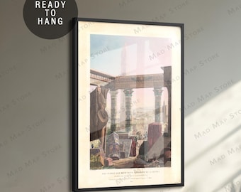 Antique Egypt Art Print: 1825 Egyptian Monuments Sketch