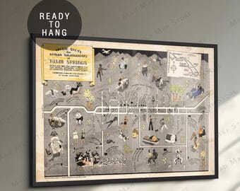 1933 Palm Springs Map Art: Vintage California Pictorial Print