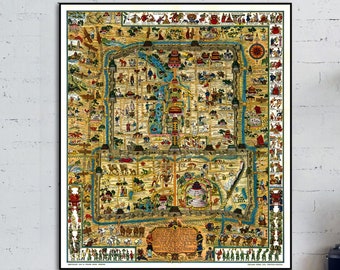 1936 Beijing Map Art Print: Vintage Chinese Wall Decor