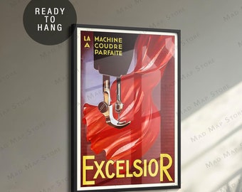1920&#39;s Vintage French Poster - Friends Poster Print - Rachel&#39;s Excelsior Poster - Monica&#39;s Apartment - Framed Wall Art - Canvas Wall Art