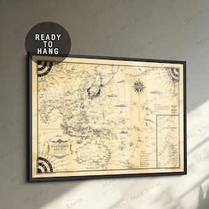 1944 Pacific War Map Print: Vintage WW2 US & British Navy Poster