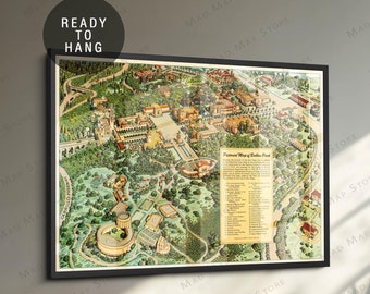 1948 San Diego Balboa Park Map: Vintage Style Framed Poster