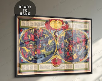 1930 Constellation Map Print: Framed Celestial Wall Art