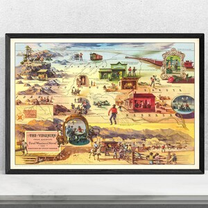 1960 Virginian Poster Print - The Virginian Map - vintage Western Print Art *Première affiche de roman western américain *Wyoming Idaho Nebraska Map
