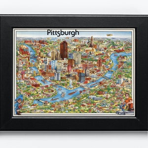 1978 Pittsburgh Map - carte vintage de Pennsylvanie - Pittsburgh Poster Print - Pictorial Pittsburgh Art - Colorful Wall Print Poster Art