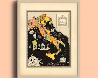 1938 Italy Map: Vintage Italia Travel Poster Art Print