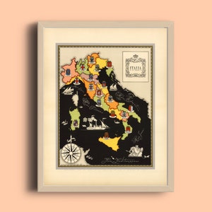 1938 Italy Map - Vintage Italy Print - Italia Poster - Italy Wall Art - Travel Poster - Wall Decor Print Art - European Map - Italian Prints
