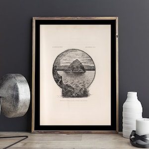 1885 Pyramid Island Print - Pyramid Lake Nevada Print - Sketch Art Print - Giclée Poster Print - Nevada Wall Art - Pyramid Lake View Print