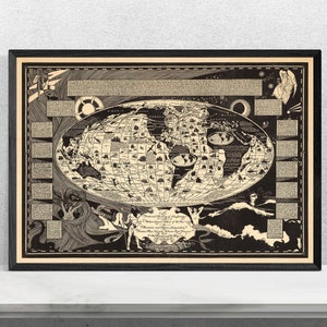 1935 Weltkarte - Ozeane Karte Wandkunst - Bildliche Seekarte - Meteorologische Karte Druck - Schatzkarte - Wanddeko Druck Kunst - Seemann Poster