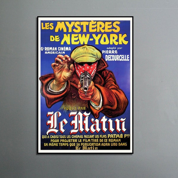 1915 millésime Français Poster - Friends Poster Print - Les Mystères de New York - Chandler and Joey - Friends Wall Art - Français Illustration