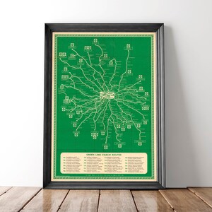 1949 Londen Bus Routes Kaart - Londen Busstations - Londen Kaart Print - Londen Wall Art - Vintage Kaart Print - Oude Kaart Poster - Britse Geschenken