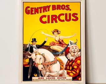 1920 Gentry Bros. Circus Poster: Vintage Clown Art Print