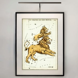 Löwe Poster Print - Vintage Sternzeichen Kunst - Horoskop Poster - Astrologie Print - Sternzeichen Löwe Wandkunst - Löwe Sternzeichen Karte Druck