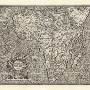 1607 Vintage African Map - Impresión de mapas antiguos - Arte de mapa de decoración de paredes - Decoración antigua del hogar - Reproducción de mapas - Póster de mapa de África