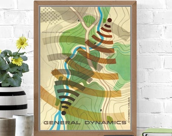 Atoms For Peace Poster Print: 1960s Electronic-Intelligence Map Art