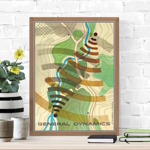 1960 Electronic-Intelligence Poster - Atoms For Peace Poster Print - Abstract Sonic Waves Map - vintage Old Print - Wall Decor Poster Art