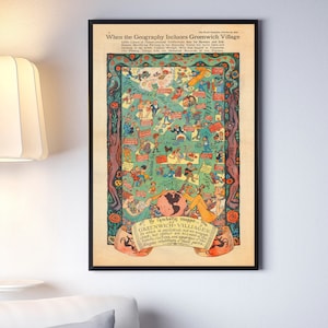 1922 Greenwich Village Kaart - Vintage New York Kaart - Pictorial NYC Kaart Print - World Magazine Art Print - NYC Poster Art -Greenwich NYC Print