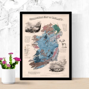 1850 Irland Karte - Vintage Geologische Karte von Irland - Irland Poster Karte - Großbritannien Karte Druck - Vintage Karte Wandkunst - Alte Karten Drucke